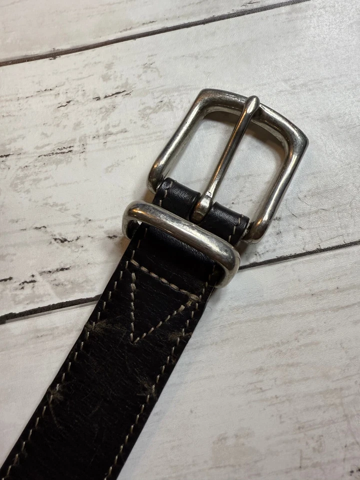 Unbranded Boys Black Comfy Leather Dress Belt Square Silver Buckle 20-21 Inches. - Image 2 of 4