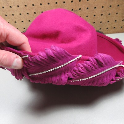 Vintage Bollman womens hotpink Doeskin felt feathers wool  display picture 3