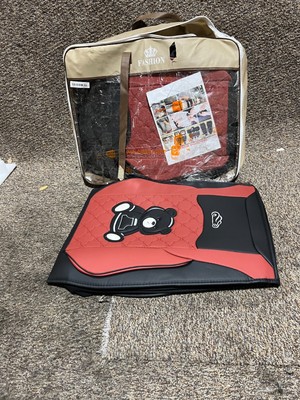 Fashion Car Seat Cover Red/Black/White with Teddy Bear Print