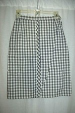 Bobbie Brooks 1960s Black White Tartan Pencil Skirt Size Small Cotton