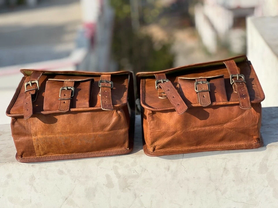 Neu Kombi Motorrad Leder Packtaschen Sattel Gepäck Tasche Seitentasche Sattel... - Bild 3 von 4