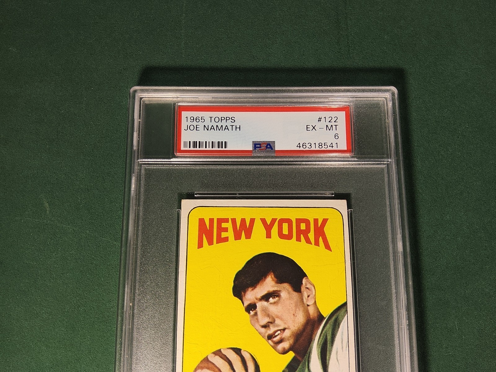 1965 Topps Football JOE NAMATH Vintage Rookie Card #122 High-Grade PSA 6 EX-MT view 2