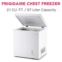 Frigidaire 2.1 Cu. ft. Garage Ready Chest Freezer, Compact Deep Freezer in White