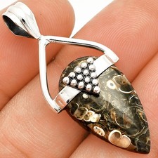 Natural Turtella Jasper - USA 925 Sterling Silver Pendant Jewelry P-1722