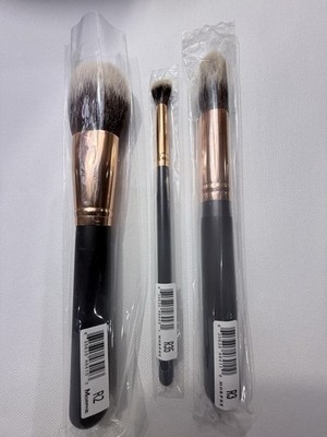 Morphe Makeup Brush Set 3pcs Black Handle Rose Gold Ferrule R2 R35 R3 Synthetic