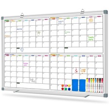 Calendar Whiteboard for Wall 36" x 24", 4 Month Magnetic Calendar Dry Erase B...