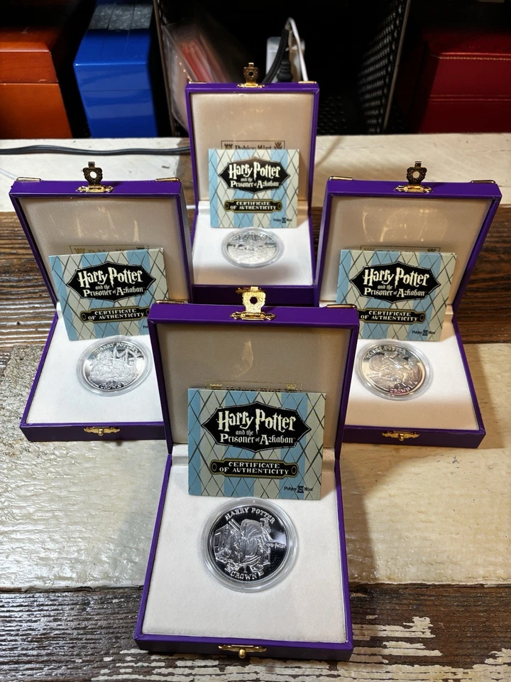 Набор из 4 2004 ГАРРИ ПОТТЕР узник Азкабана 1 корона серебро POBJOY новом - Изображение 3 из 4