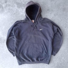 Vintage 90s Nike Mini Swoosh Hoodie Black Faded Mens XL