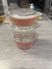 Lot of 3  Vintage Pyrex PINK GOOSEBERRY Casserole Set with Lids  ~ 471, 472, 473
