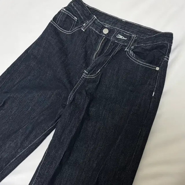 Vintage Wide Leg Raw Denim Jeans - Dark Wash