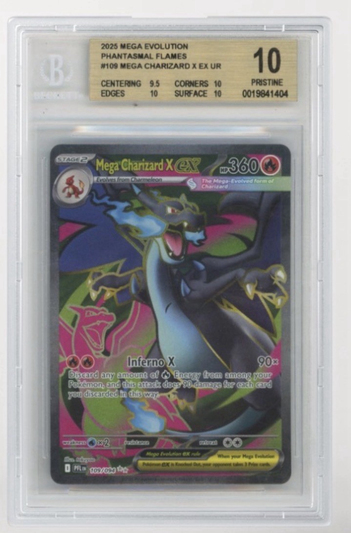 Pokemon Mega Charizard X EX 10 Phantasmal Flames UR Holo 109/094 BECKETT GOLD🏆 view 1
