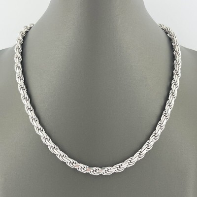 925 Sterling Silber Diamantschliff Seil Kette 5,50 mm Herren Halskette Rhodiniert