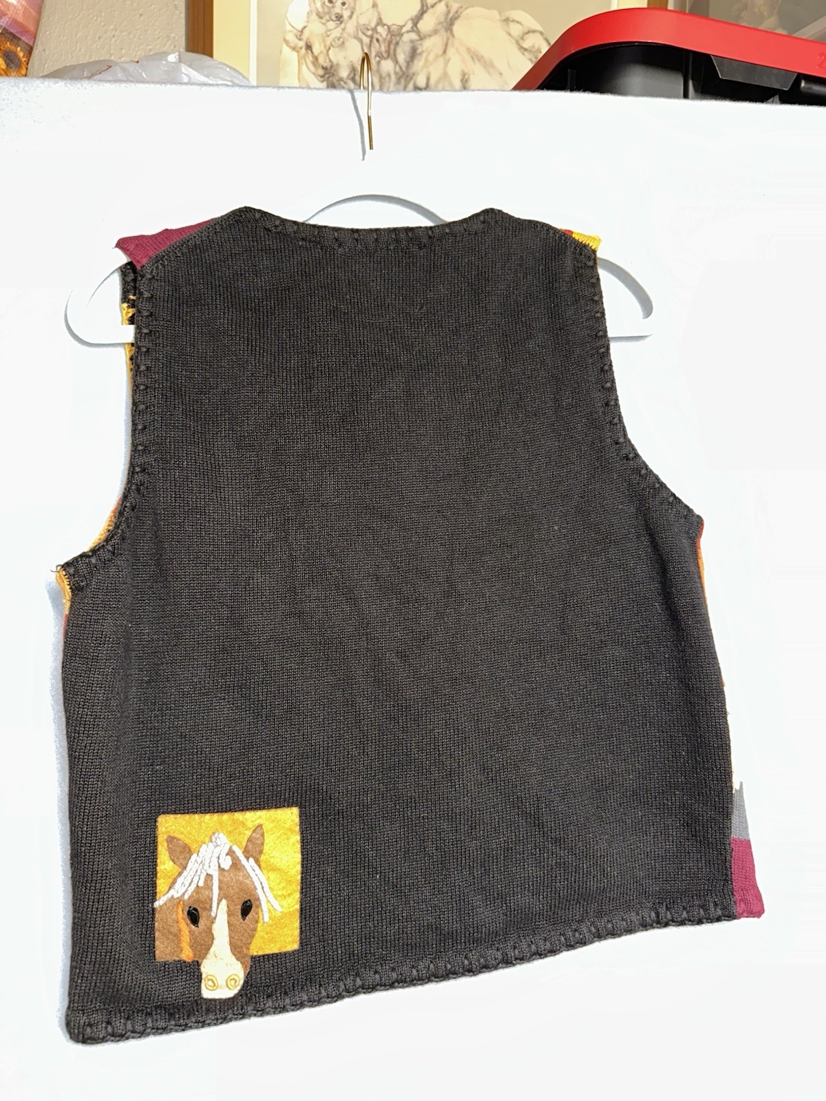 Michael Simon Vintage Patchwork Sweater Vest Embr… - image 5