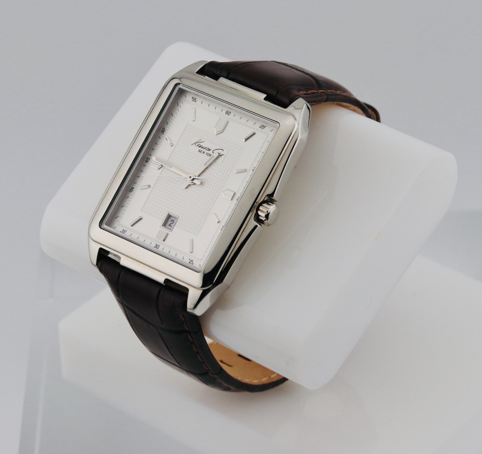 Kenneth Cole Rectangular Silver Dial Brown Leathe… - image 2