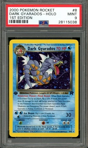 Pokemon PSA 9 Mint 1st Edition Team Rocket Holo Dark Gyarados 8/82