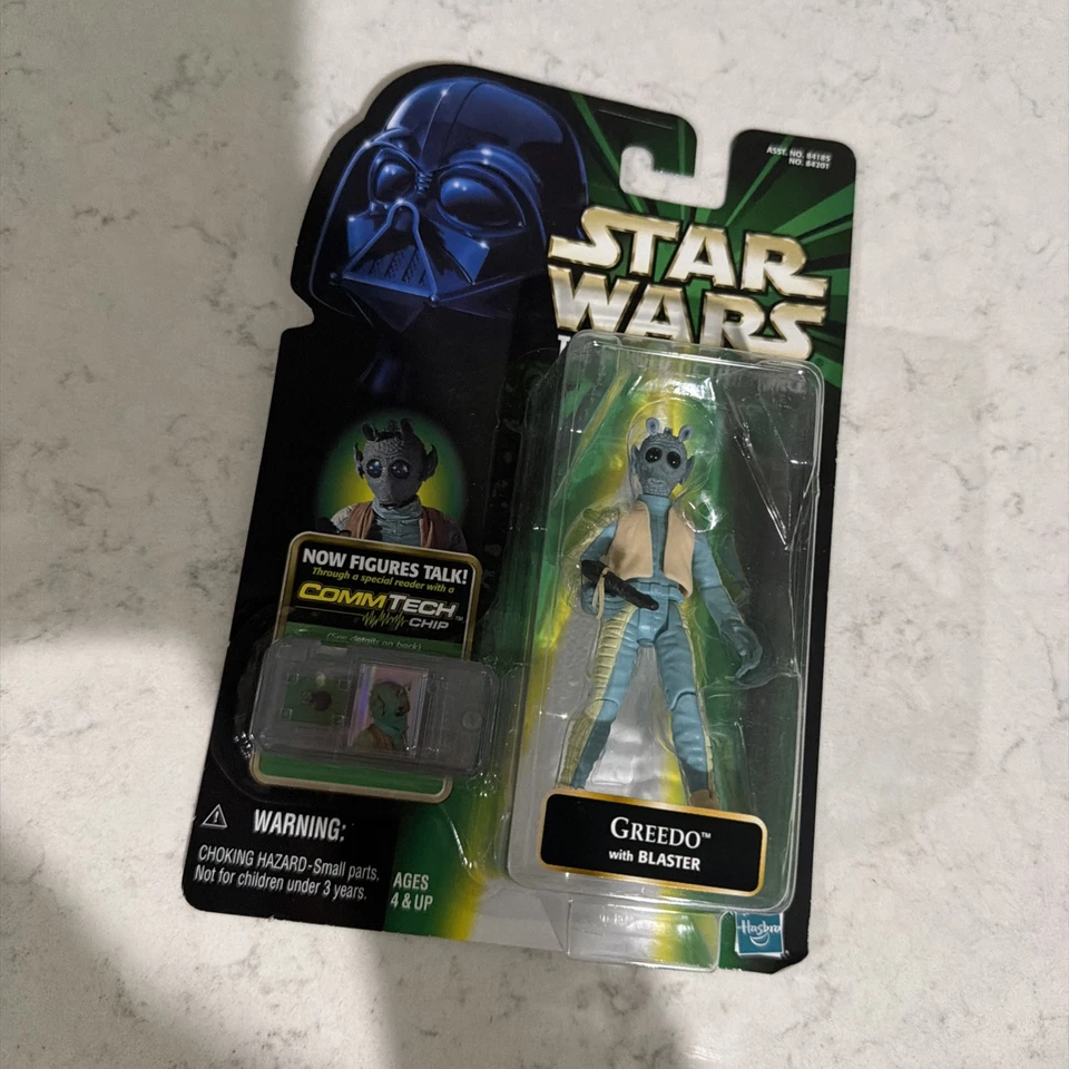 Sellado en paquete - Figura de acción Star Wars Power of the Force Commtech Greedo Foto 2 de 4
