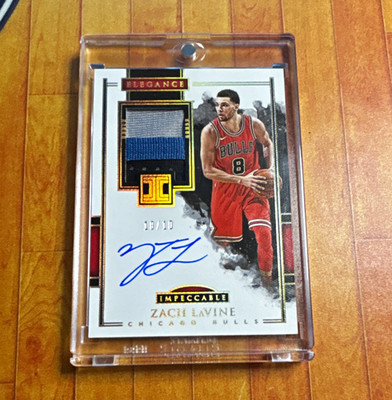 Panini Impeccable 2017-18 Zach LaVine Bulls Elégance Auto Jersey Patch /10