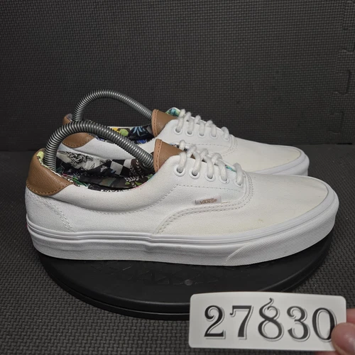 Vans Era 59 C&L Shoes Mens Sz 9 White Brown Floral Print Canvas Sneakers