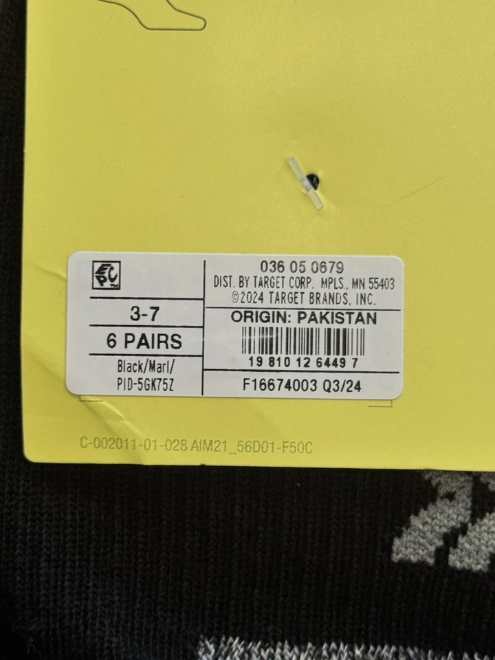 NWT All In Motion No-Show 6 Pack Socks Size Size L Shoes Size 3-7 Black Gray - Image 3 of 4