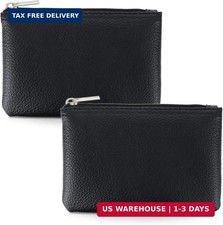 2 Pack Leather Zipper Coin Purse,Portable Change Wallet,Coin Pouch with Zipper f