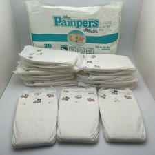 VTG 1990 Ultra Pampers Phases Newborn Diapers - Disney Character Print Lot Of 12