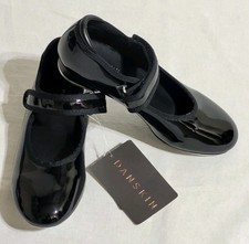 Danskin Dancewear Black Tap Dance Shoes With Metal Tap Plates Girls' Size 11 New