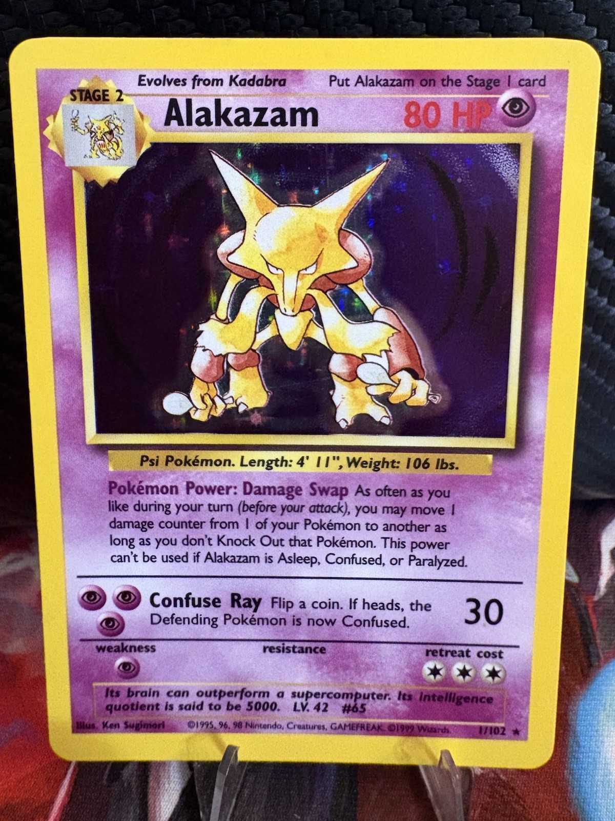 Alakazam 1/102 Base Set Holo LP- WOTC Vintage Pokemon Card 1999