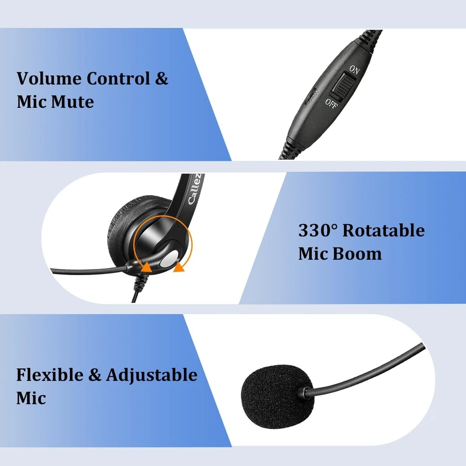 Cuffia Professionale con Microfono a Cancellazione di Rumore CALLEZ C 502 RJ9 - Immagine 2 di 3