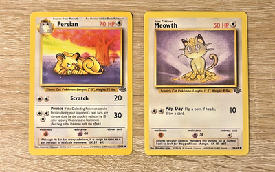 1995 persian pokemon card value 1995 RARE PERSIAN LV 25 #53 CARD NUMBER 42/64