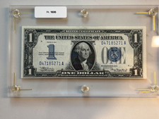 1934 1 Silver Certificate--funnyback Fr. 1606 Blue Seal--in Acrylic Frame