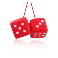 Stylish Fuzzy Dice for Car Hanging Ornament,Funny Plush Dice Rear View Red