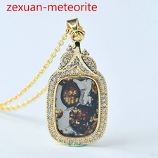 14CT Pallasite meteorite pendant ,Brenham meteorite Necklace PT209