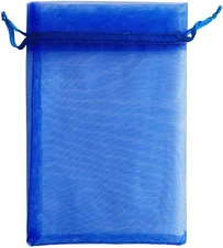 Pack of 100 4x6 inch Gift Wrap Bags Royal Blue, Organza Sheer Fabric Sturdy Mate