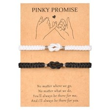 Matching Bracelets For Couple Anniversary for Him and Her Long White Black Knot