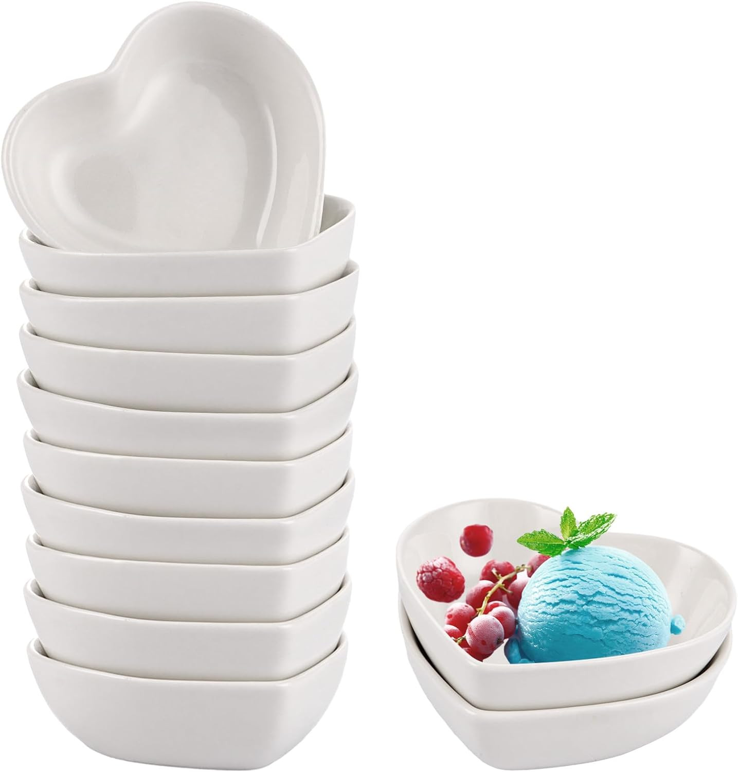 Herzförmige Keramik-Soßenschale Set für Sushi BBQ Salate & Snacks, 1 oz
