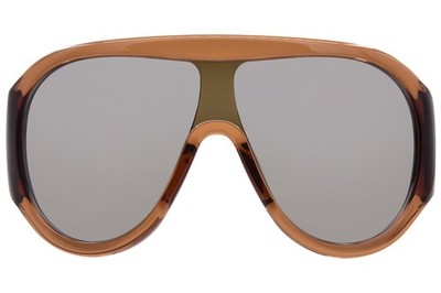Bottega Veneta BV1345S 005 Sunglasses Brown/Grey Shield 99mm | eBay