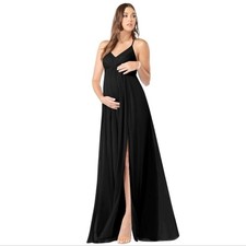 Azazie Annabelle Black Long Formal Maternity Dress Size A20
