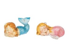 Miniature Fairy Garden S/2 Sleeping Mermaids w/ Blue & Pink Tails-Buy 3 Save $