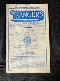 Rangers v Motherwell 26th Nov 1955 Scottish League Div 1