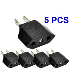 EU Euro Europe to US USA Power Jack Wall Plug Converter Travel Adapter Us 5 PCS