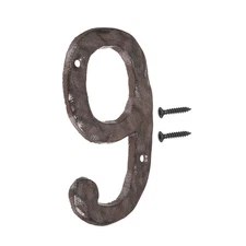 House Numbers and Letters, 6 Inch Cast Iron Address Number(Number 9, Brown)