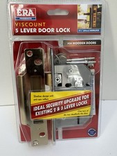 Era Viscount 5 Lever Door Lock Brass Deadlock 2.5” 64mm For Wooden Door