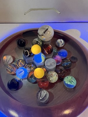 30+ Vintage Marbles UV Glow Lot Shooter Swirls Cat Eye M-166