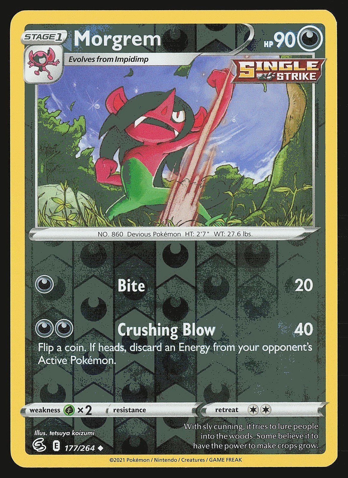 SWSH08: Fusion Strike Morgrem #177/264 Reverse Holo Pokemon Card