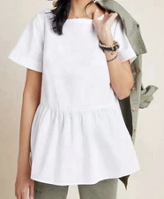 New Maeve Anthropologie Darla Poplin Swing Top Women’s Large Short Sleeve Cotton