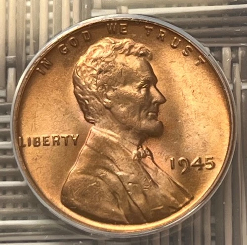 1945 Lincoln Wheat Cent, ANACS MS-66 Red