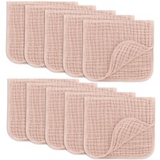 Comfy Cubs Muslin Burp Cloths 20x10" 10 Pack, Baby 10-Pack 20"X10", Blush