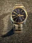 Vintage Timex Men's Watch. Blue Dial, Two Tone, Quartz, Day/date/ Runs