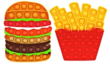 2pcs Fidget Toys for Kids, Hamburger Fries Bubble Sensory Toy, Silicone Push Bub