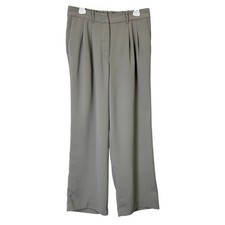 Quince Stretch Crepe Pleated Wide Leg Pants Women's 12 Coastal Grey Ankle
